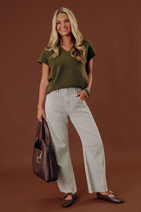 JUST USA Wilma High Waist Stripe Barrel Leg Jean Image - 2