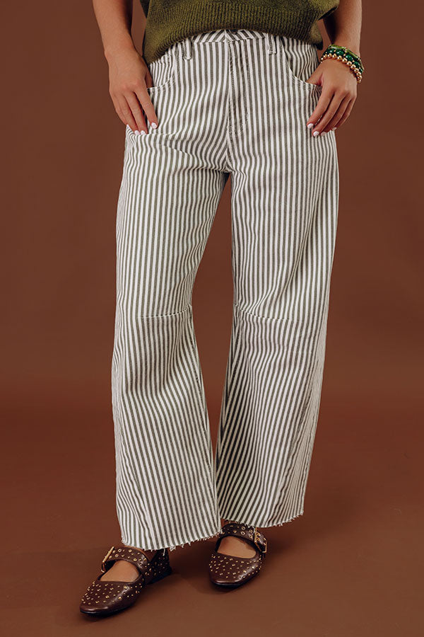 JUST USA Wilma High Waist Stripe Barrel Leg Jean