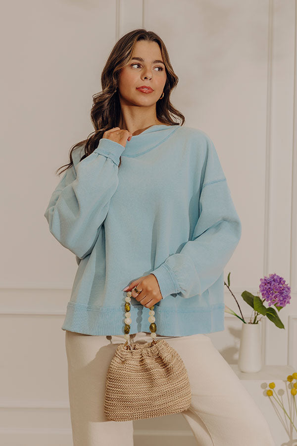 Sweet Comfort Vintage Wash Sweatshirt in Sky Blue