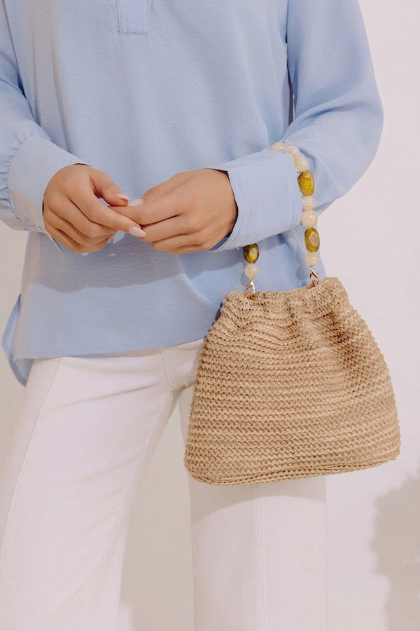 Emery Woven Slouchy Purse in Natural