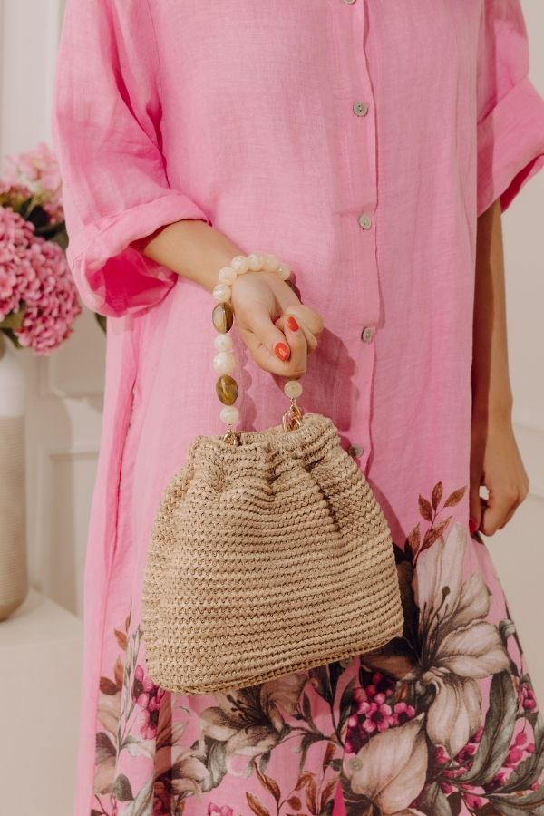 Emery Woven Slouchy Purse in Natural Image - 1