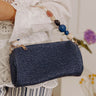 Rachel Straw Woven Purse in Navy Image - 1