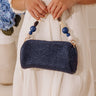 Rachel Straw Woven Purse in Navy Image - 1
