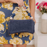 Rachel Straw Woven Purse in Navy Image - 1