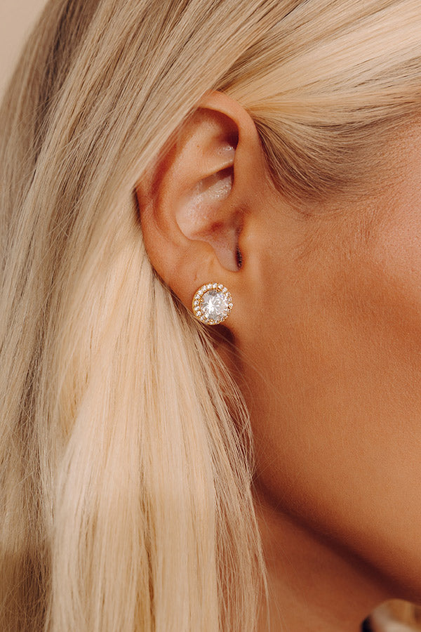 Instant Classic Cubic Zirconia Stud Earrings in Gold Image - 2