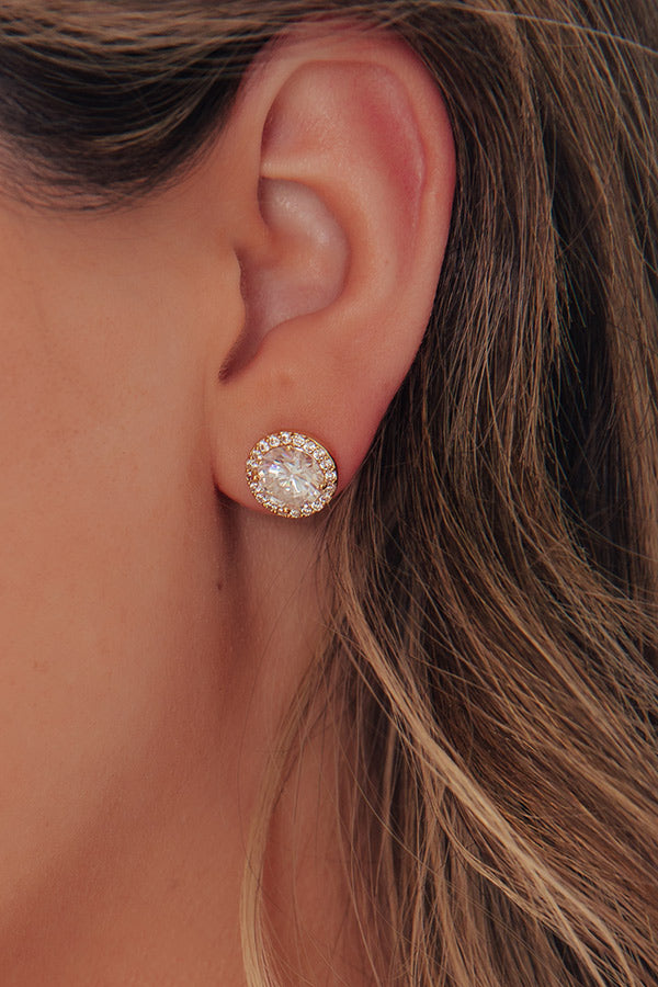 Instant Classic Cubic Zirconia Stud Earrings in Gold Image - 2
