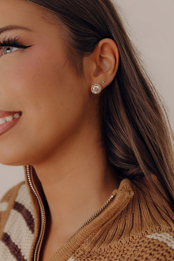 Instant Classic Cubic Zirconia Stud Earrings in Gold