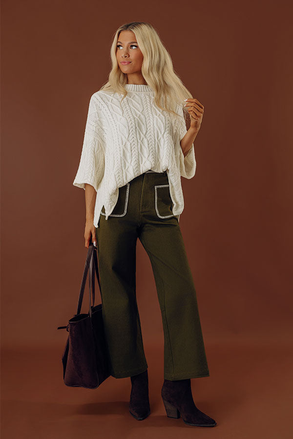 Lovely Weekend Cable Knit Sweater Top in Ivory Image - 2