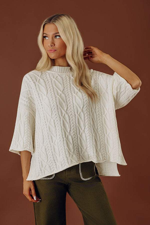 Lovely Weekend Cable Knit Sweater Top in Ivory Image - 1