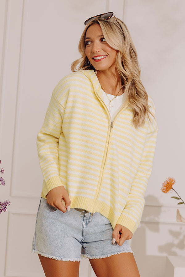 Sweet On Stripes Zip Up Sweater in Yellow