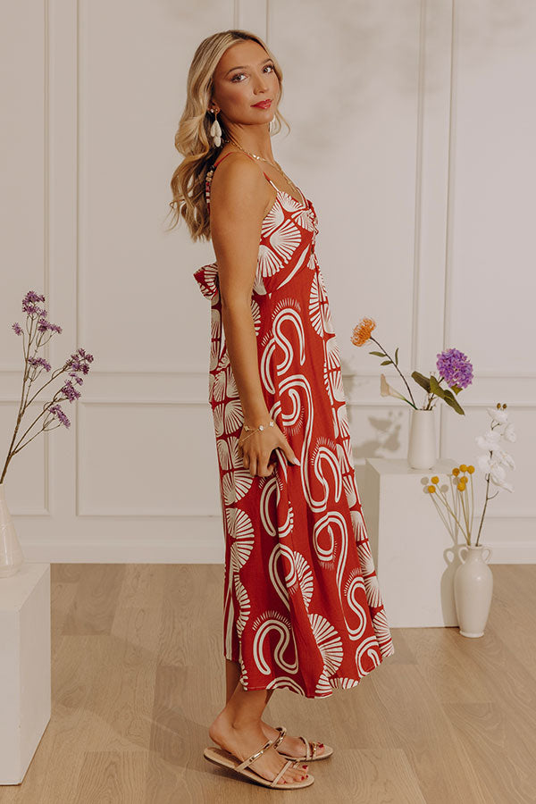 red boho midi dress Button Down Crochet Embroidered Boho Maxi Dress in Red Red XS