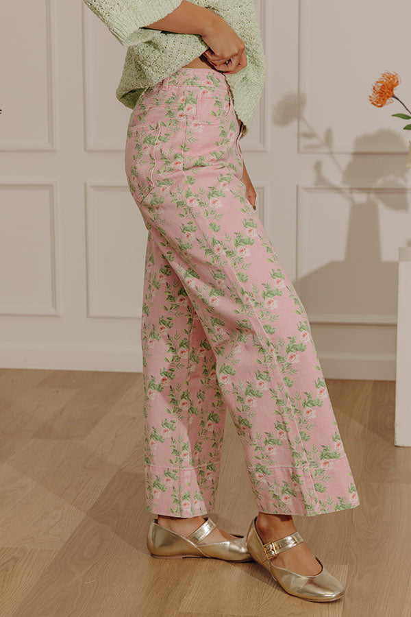 The Flora High Waist Wide Leg Floral Jeans Image - 3