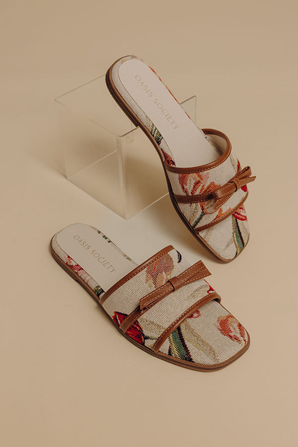 The Andrea Floral Tapestry Sandal in Oatmeal
