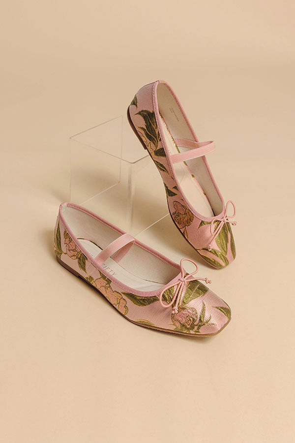 The London Floral Jacquard Ballet Flats Image - 3