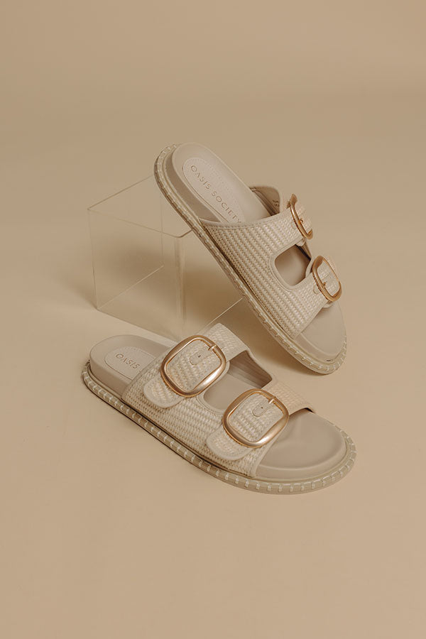 The Daytona Raffia Woven Sandal in Cream