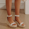 The Catalina Faux Leather Scalloped Espadrille Wedge Image - 1