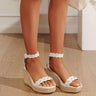 The Catalina Faux Leather Scalloped Espadrille Wedge Image - 1