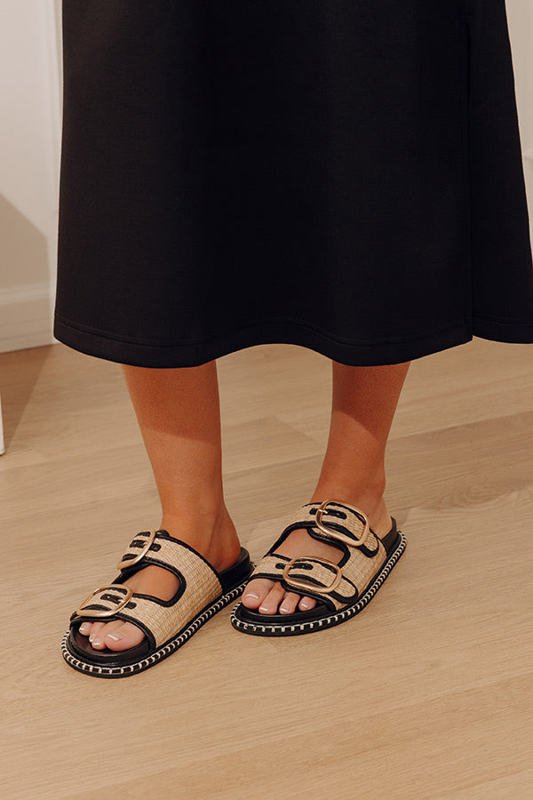 The Daytona Raffia Woven Sandal in Black Image - 1