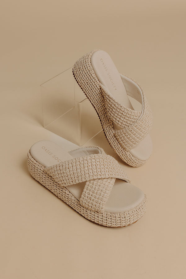 The Fresno Raffia Woven Platform Sandal in Ivory Image - 1