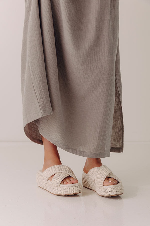 The Fresno Raffia Woven Platform Sandal in Ivory