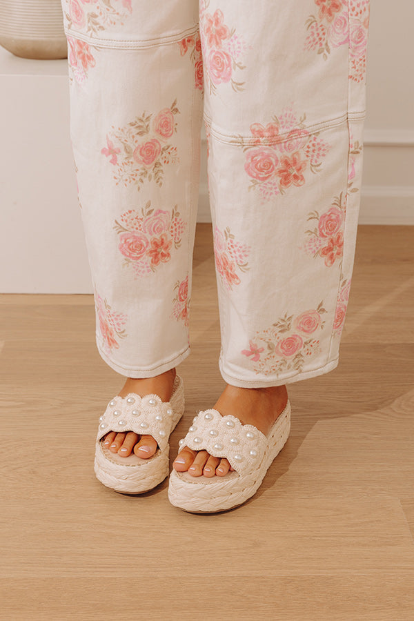 The Candice Raffia Woven Platform Sandal in Ivory
