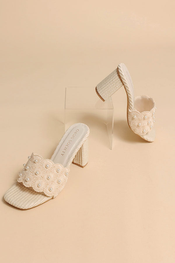 The Holland Pearl Embellished Raffia Heel