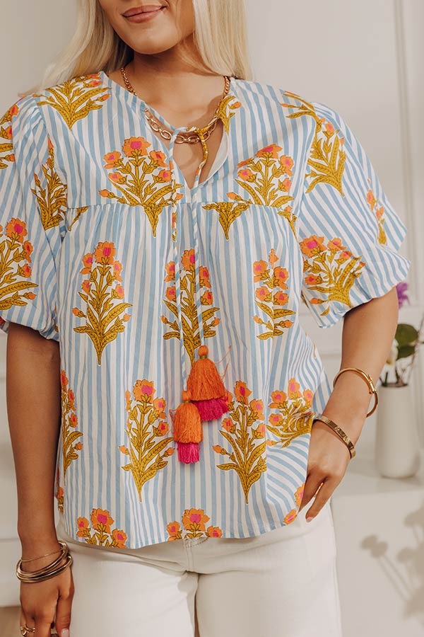 Coastal Blossom Stripe Top Image - 2