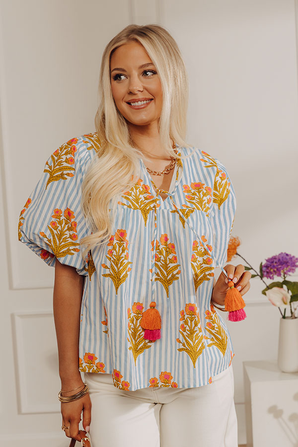 Coastal Blossom Stripe Top Image - 1