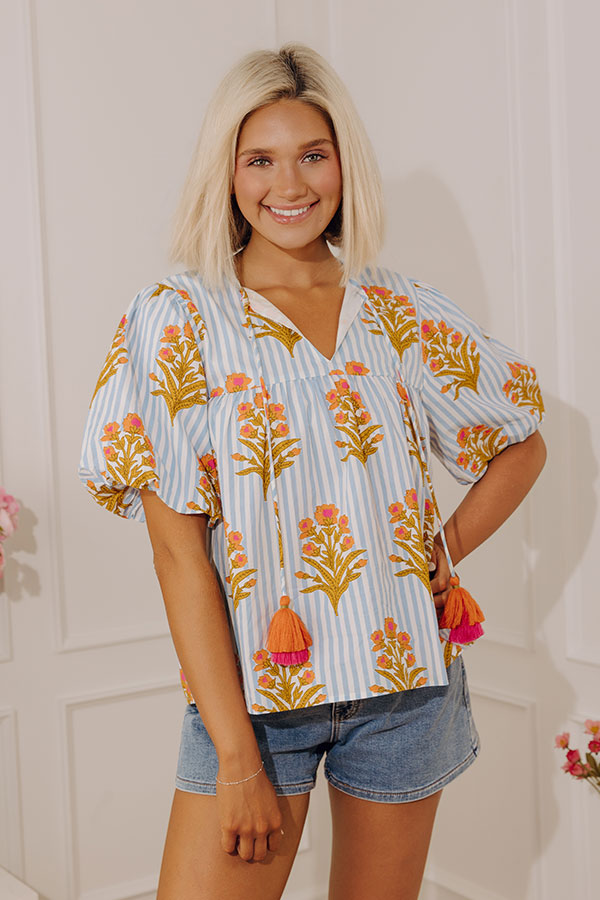 Coastal Blossom Stripe Top Image - 1