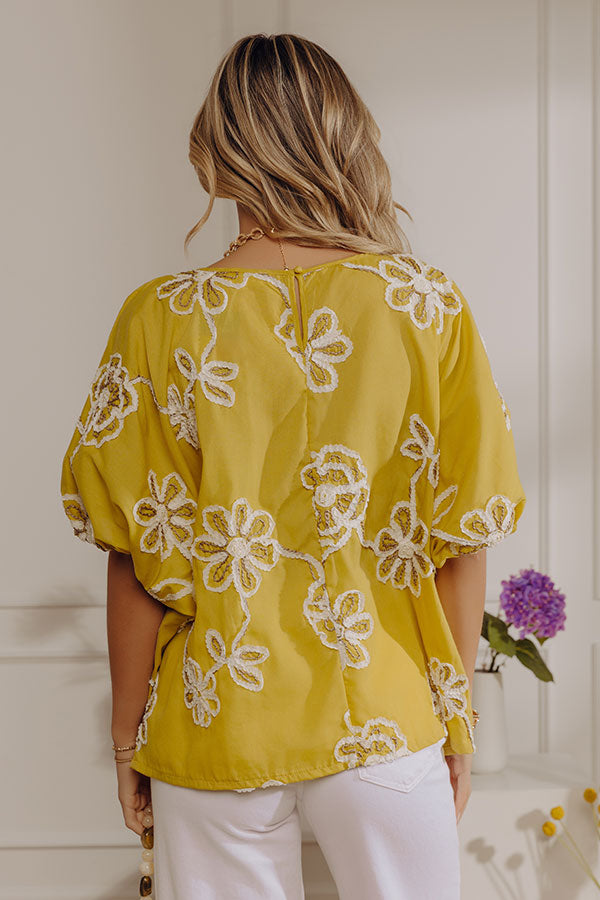 Sweet Daydream Floral Embroidered Top in Mustard Image - 3