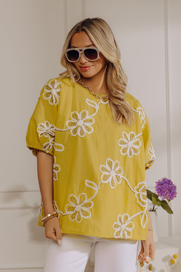 Sweet Daydream Floral Embroidered Top in Mustard Image - 1