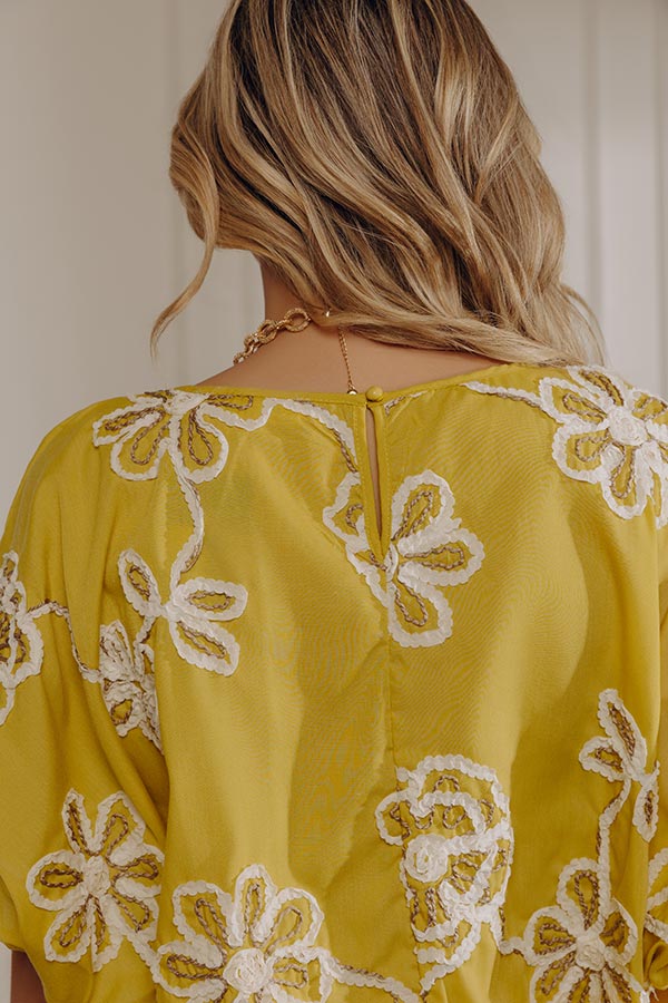 Sweet Daydream Floral Embroidered Top in Mustard Image - 4