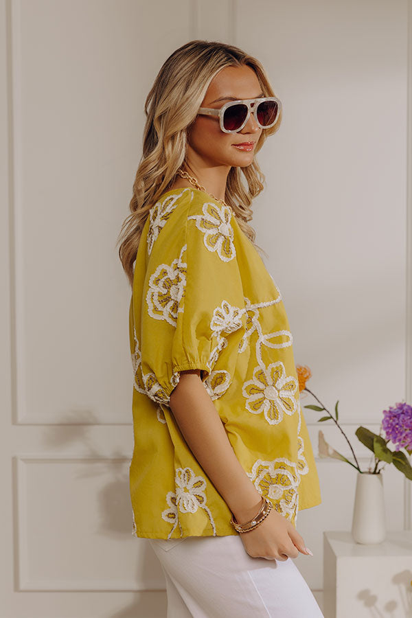 Sweet Daydream Floral Embroidered Top in Mustard Image - 2