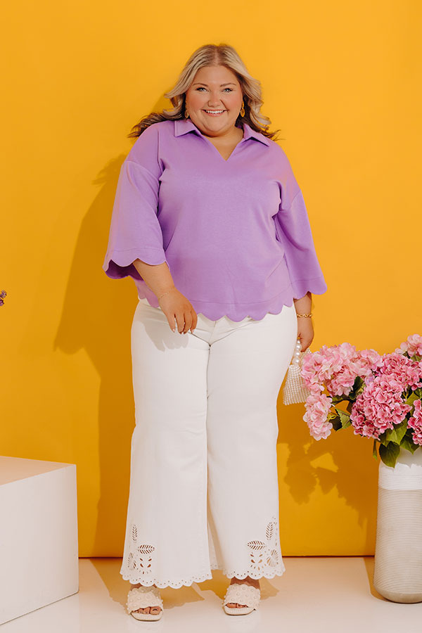 Classic Ambition Scalloped Top in Lavender Curves Image - 4