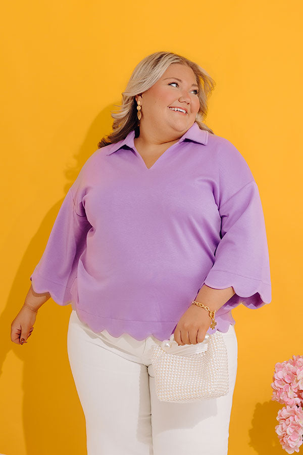 Classic Ambition Scalloped Top in Lavender Curves Image - 2
