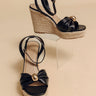 The Eliana Faux Leather Espadrille Wedge in Black Image - 1