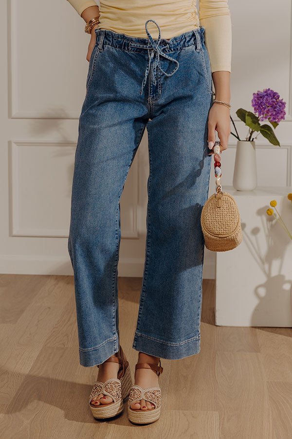 JUST USA Cora Midrise Drawstring Wide Leg Jean Image - 2