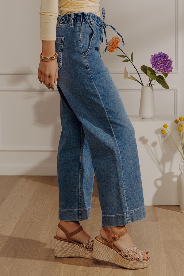 JUST USA Cora Midrise Drawstring Wide Leg Jean Image - 3