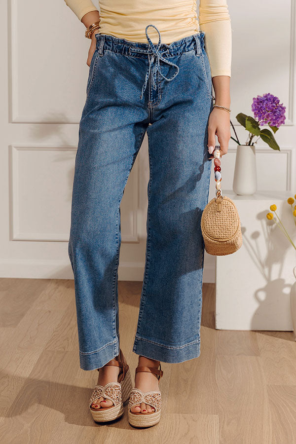 JUST USA Cora Midrise Drawstring Wide Leg Jean Image - 3