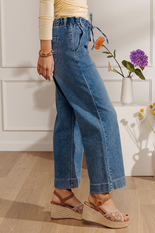 JUST USA Cora Midrise Drawstring Wide Leg Jean Image - 4