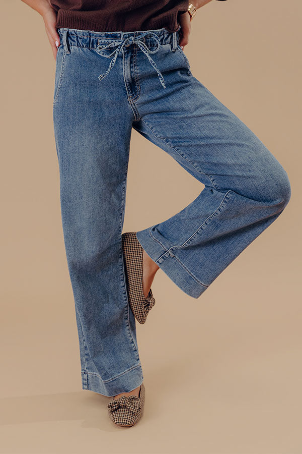 JUST USA Cora Midrise Drawstring Wide Leg Jean Image - 1