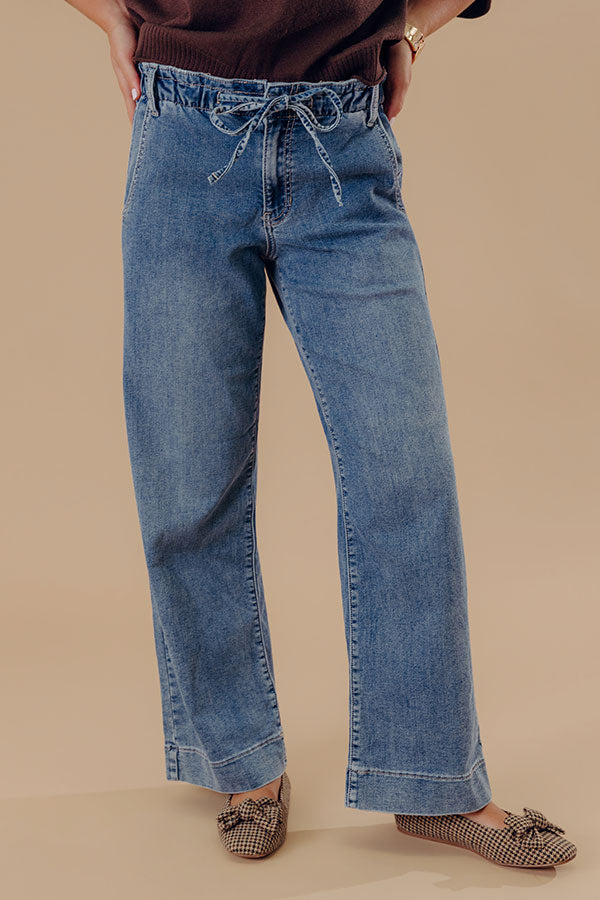 JUST USA Cora Midrise Drawstring Wide Leg Jean Image - 2