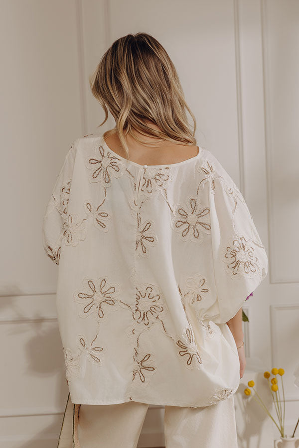 Sweet Daydream Floral Embroidered Top in Cream Image - 4