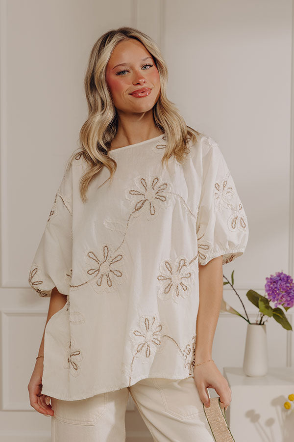 Sweet Daydream Floral Embroidered Top in Cream Image - 2