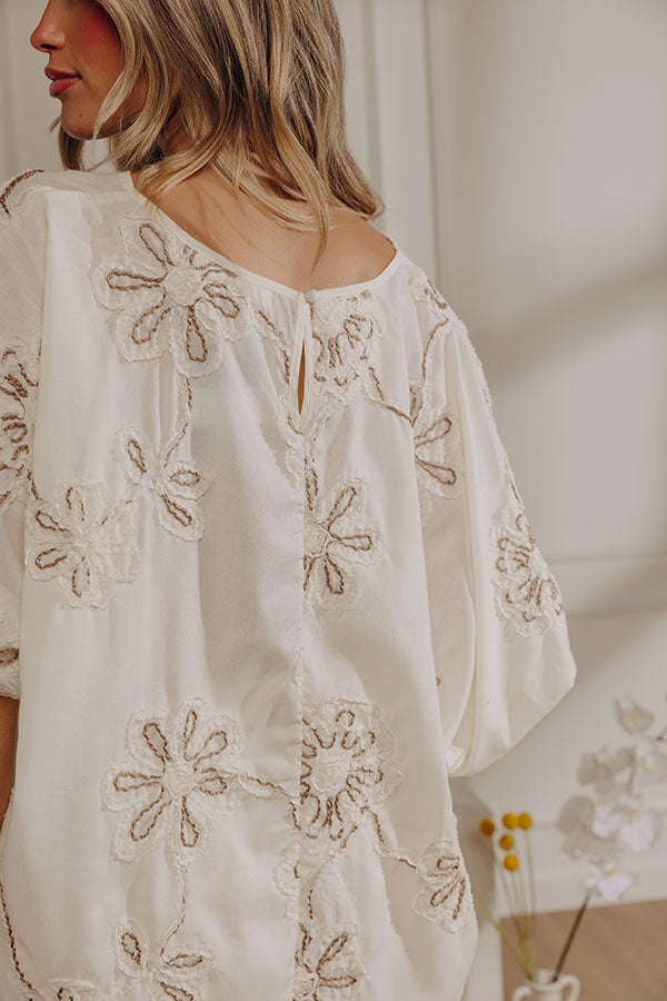 Sweet Daydream Floral Embroidered Top in Cream Image - 5