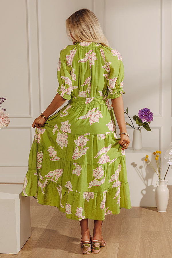 bright midi dress Bright Side Getaway Floral Midi Dress XS / lime