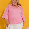 Classic Ambition Scalloped Top in Bubblegum Pink Curves Image - 1