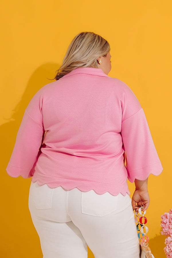 Classic Ambition Scalloped Top in Bubblegum Pink Curves Image - 4