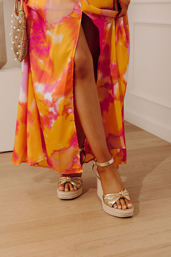 The Eliana Metallic Espadrille Wedge in Gold Image - 1