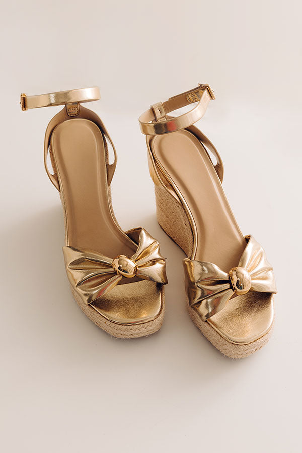 The Eliana Metallic Espadrille Wedge in Gold Image - 1